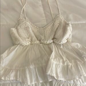 White Crochet Summer Shirt